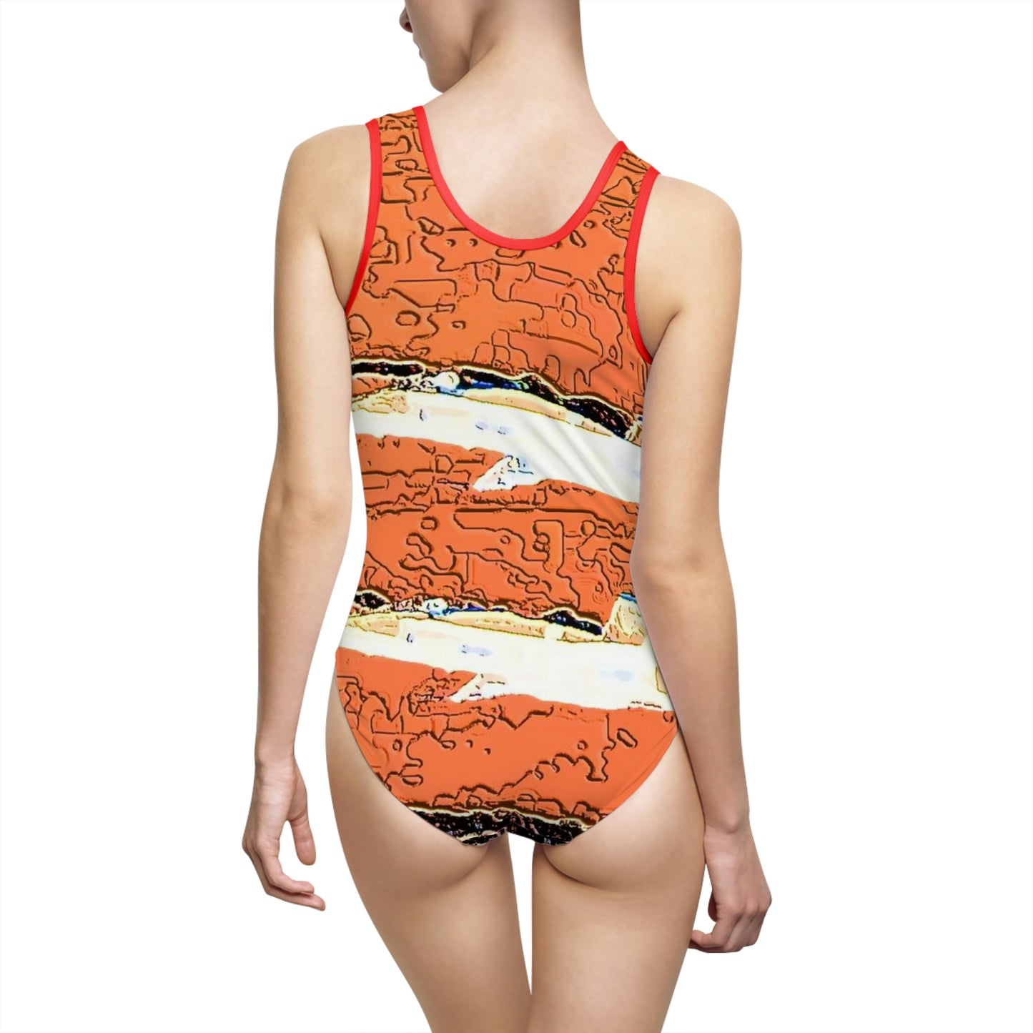 Women's Classic One-Piece Swimsuit ... Seattle Seafair ..."Blue Angels Run Over Lake Washington" ... Circa Mid 1980's ... Dr FJ Holt ... Original Works ...