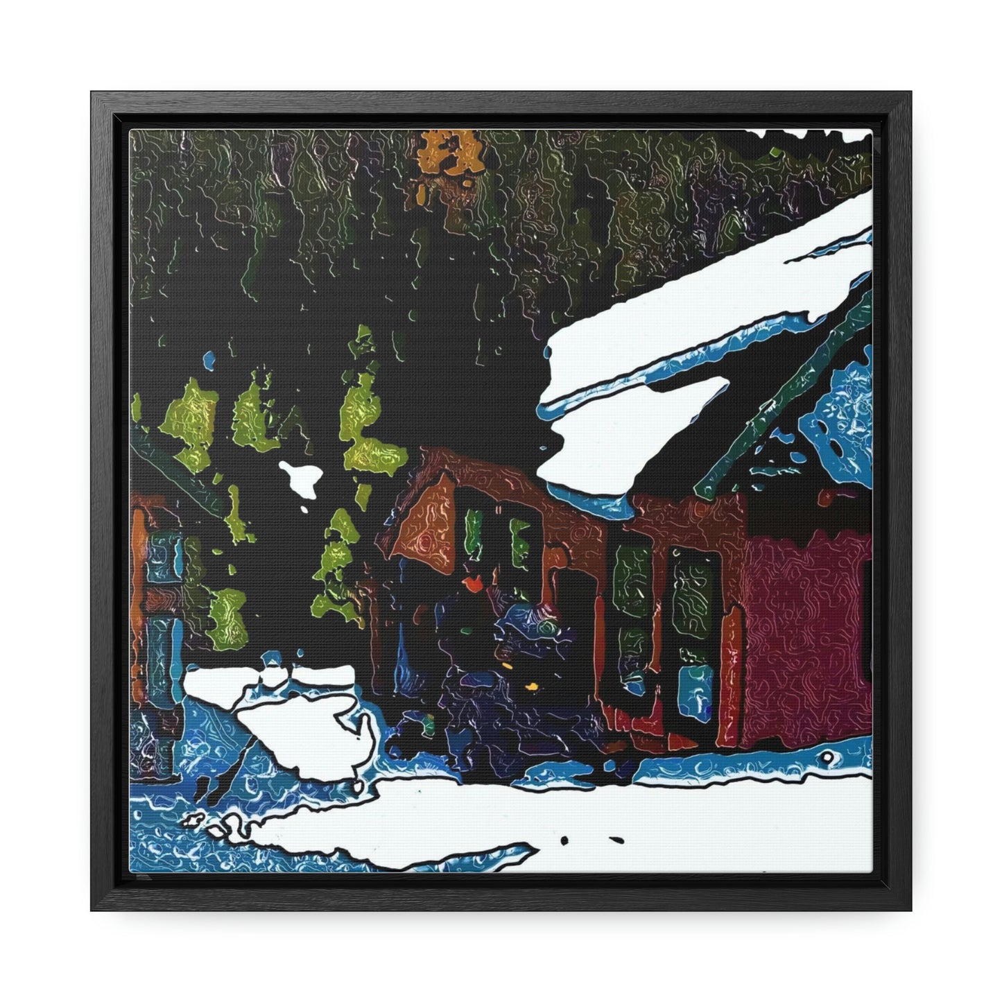 Gallery Canvas Wraps, Square Frame ... "A Rider Passeth-Through-It" ... Colors Galore & A Bit Of Impressionism ... Original Works. Winter 2021. Central Idaho. Rendering Time: 12 Hours ...