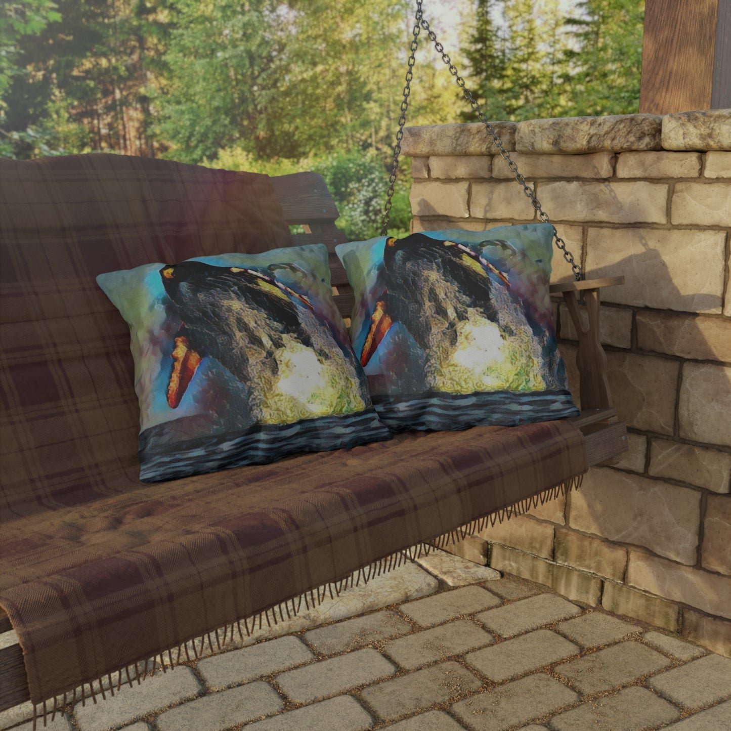 Outdoor Pillows ... An Extraordinary Humpback Breach ... 'With Explosive Energy' ... Family Archives (KPH) ... Circa: 21st Century. Maui, HI ... Original Works ...