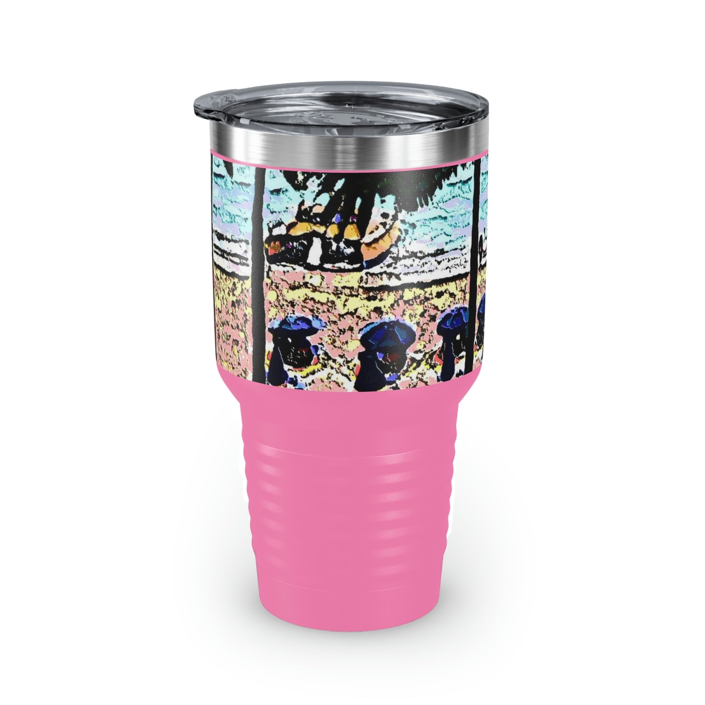 Ringneck Tumbler, 30oz ... "A Beautiful Beach Amongst The Palms" ... The Outrigger Waikiki, Honolulu, Oahu ... Original Works ...