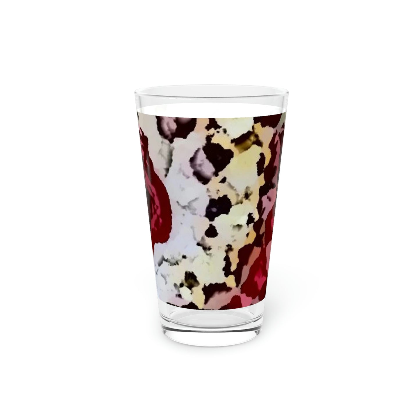 Pint Glass, 16oz ... "A Friendly Flower" ... Pointsettia 'Pointing' ... Original Works ... (Supplied Photograph) ...