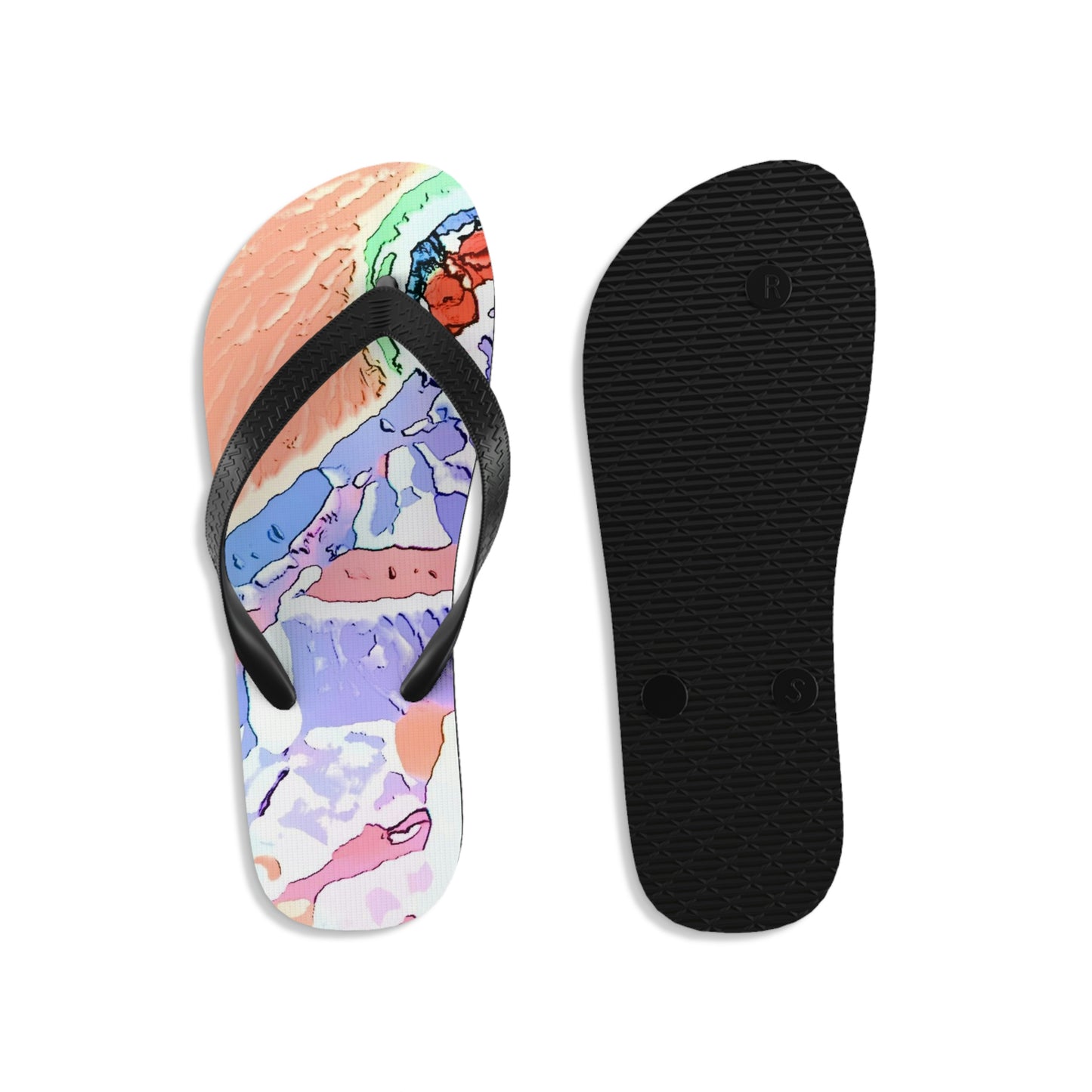 Unisex Flip-Flops ... "Seattle's World Fair" ... Below Space Needle 'Looking Up' ... On A Very Rainy Morning (Father's Family Photo). ... Original ...