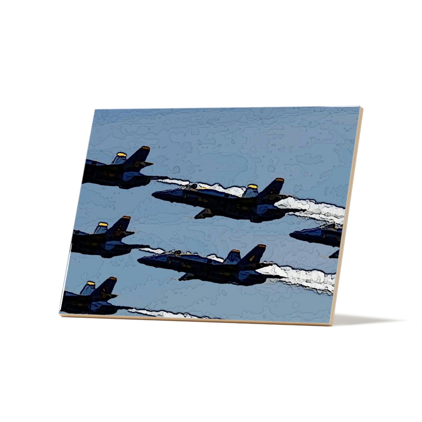 Ceramic Photo Tile ... Seattle Seafair ..."Blue Angels Run Over Lake Washington" ... Circa Mid 1980's ... Dr FJ Holt ... Original Works ...