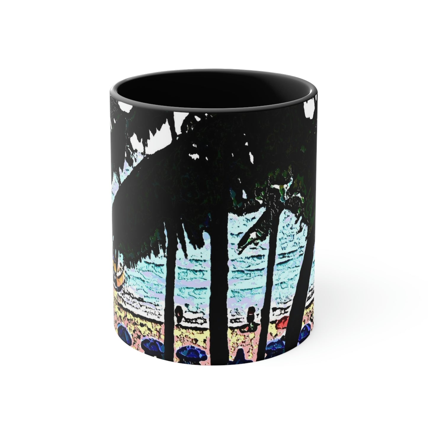 Accent Coffee Mug, 11oz ... "A Beautiful Beach Amongst The Palms" ... The Outrigger Waikiki, Honolulu, Oahu ... Original Works ...