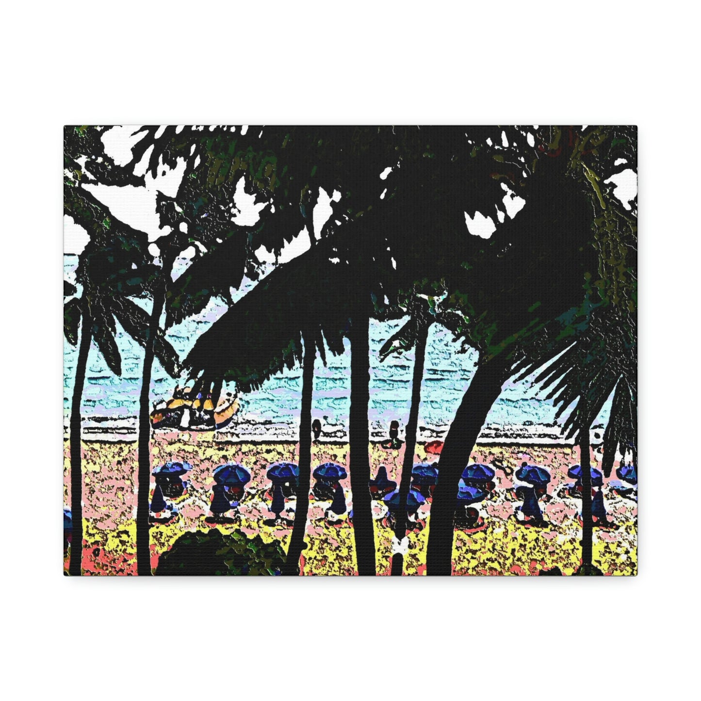 Satin Canvas, Stretched ... "A Beautiful Beach Amongst The Palms" ... The Outrigger Waikiki, Honolulu, Oahu ... Original Works ...