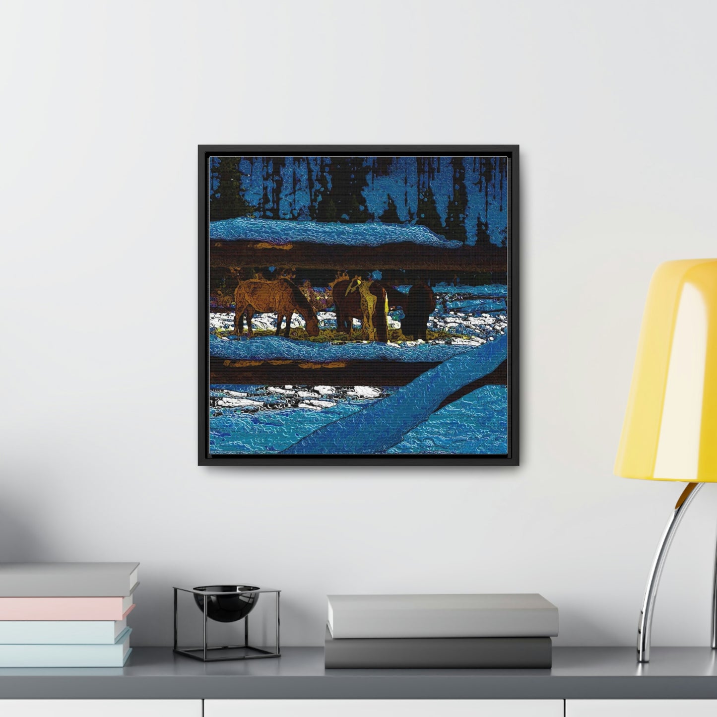 Gallery Canvas Wraps, Square Frame ... A Horse ... A Saddle ...  Foraging Through The Snow ...  An_Asses 'Cry' ... Central Idaho, November 2022 ...  Original Works ...