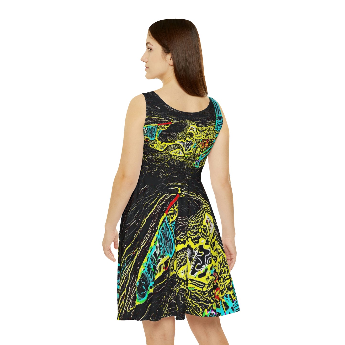 Women's Skater Dress (AOP) ... "Snow Vehicle In Snow Storm At-Rest" ... Circa 12Mar23 ... Central Idaho ... 18-Hours Rendering Time: Original Works ...