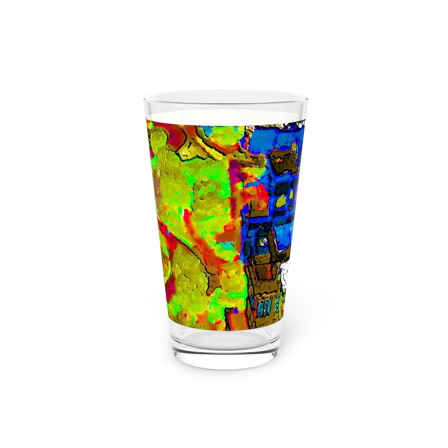 Pint Glass, 16oz ... A Crazy Street ... 'Eight Winding Curve-Switchbacks' ... "Lombard Street, San Francisco, CA' ... Family Archives: 1970's ... Original Works ...