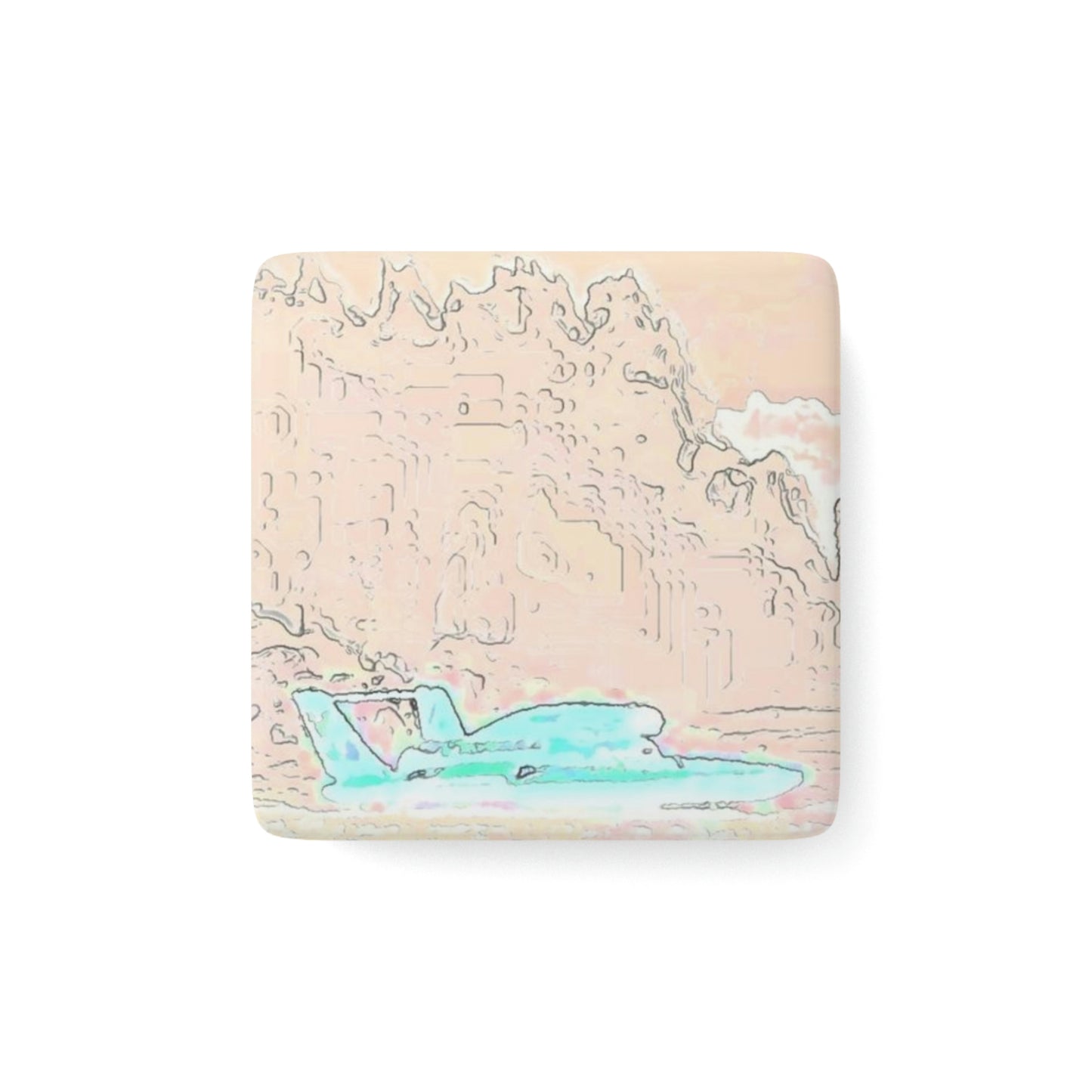 Porcelain Magnet, Square ... Seattle Columbia Cup On Lake Washington ... "Dave Wilcox Heads For The Win" ... Associate Gift-Photo ... Original Works ...