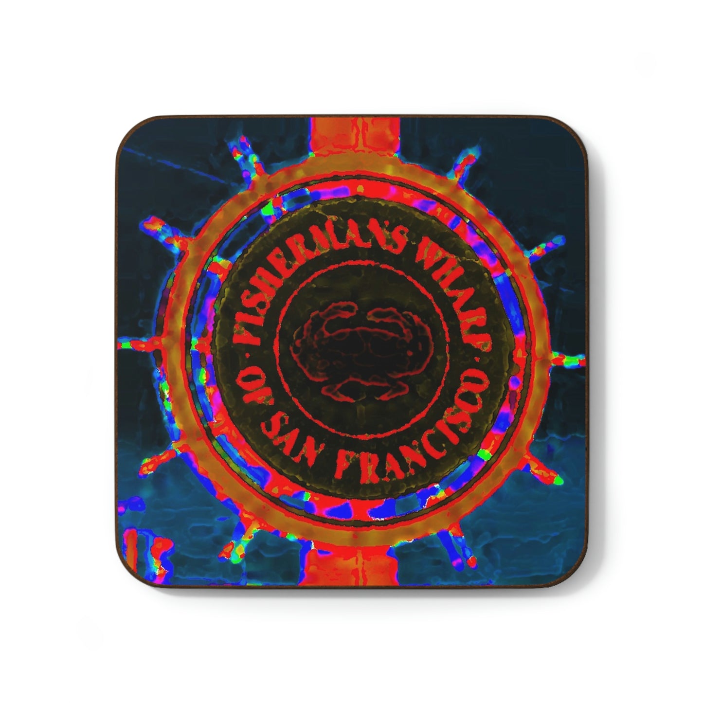 Hardboard Back Coaster ... "No.9 Fishermen's Grotto - Fishermen's Wharf, SF, California" ... Family Archives: 1970's ... Original Works ...