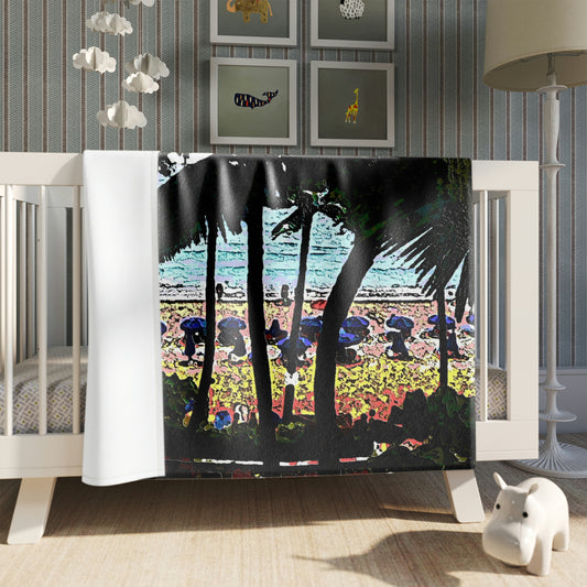 Throw Blanket ... "A Beautiful Beach Amongst The Palms" ... The Outrigger Waikiki, Honolulu, Oahu ... Original Works ...