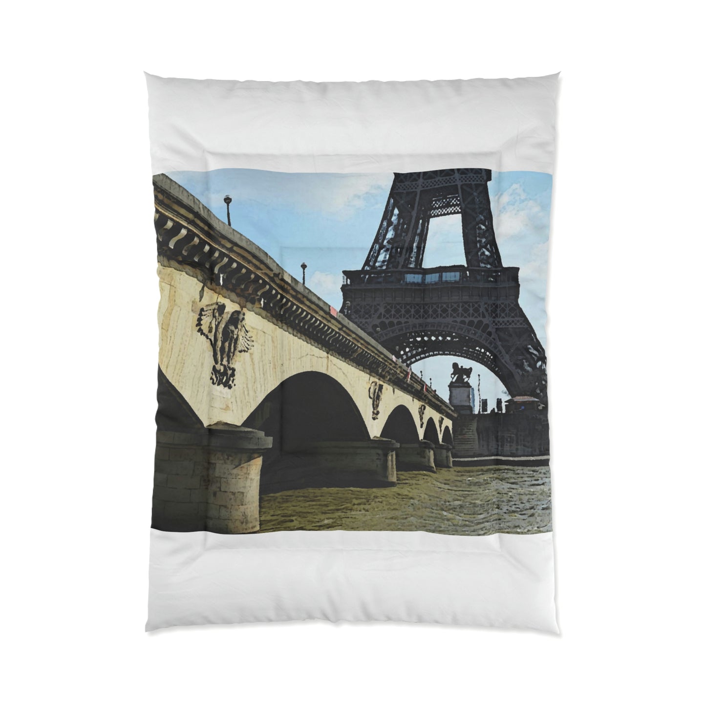 Comforter ...  Le Tour D'Eiffel ..."Along The Water" ... Barbara Joan Bonnell-Holt ... Le Voyage De Paris: 1972 ... Original Works ...