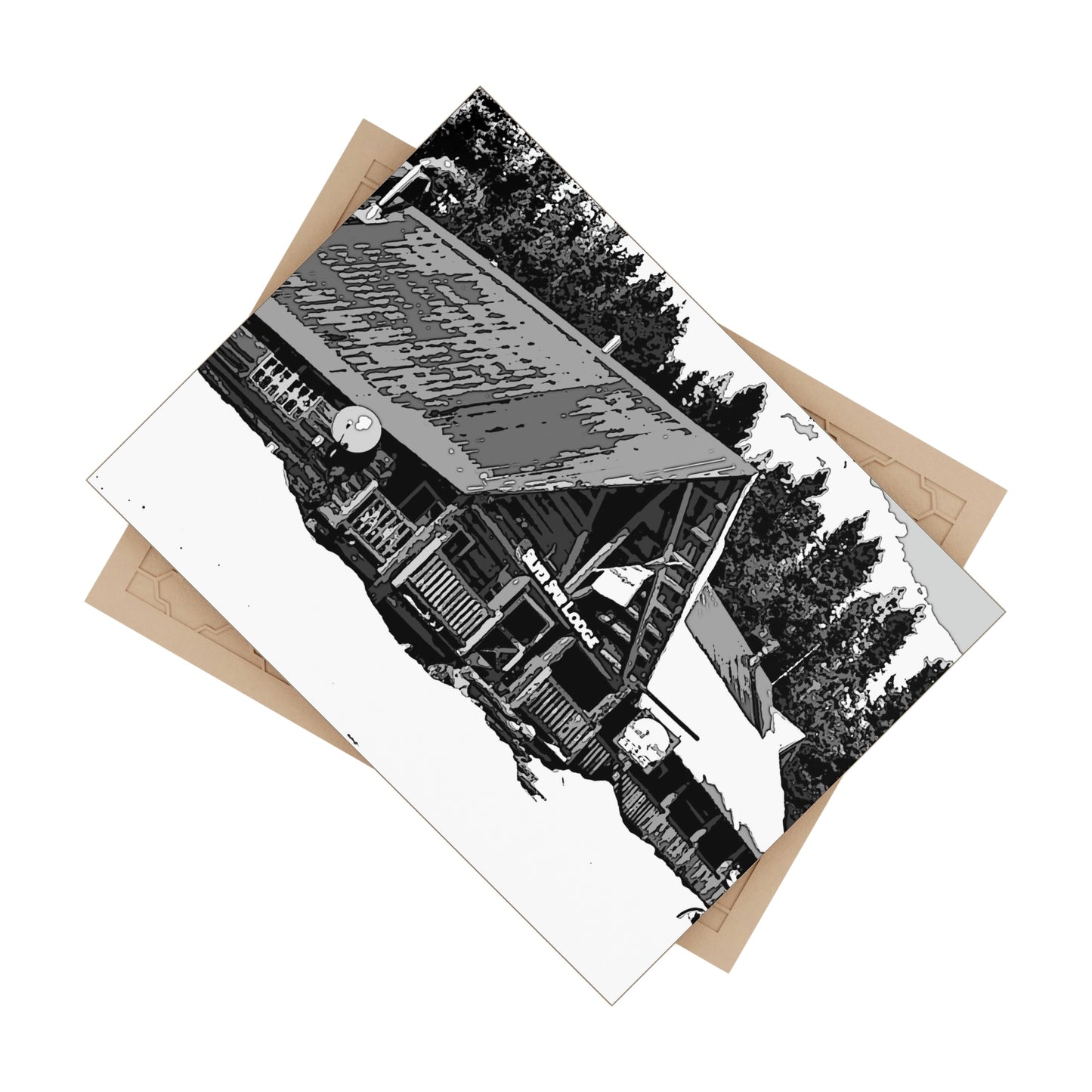 Ceramic Photo Tile ... A Beautiful Lodge & Back-Country Outfitter In A Mountain Town ... 'Dixie, Idaho, November 2022' ... Original Works ...