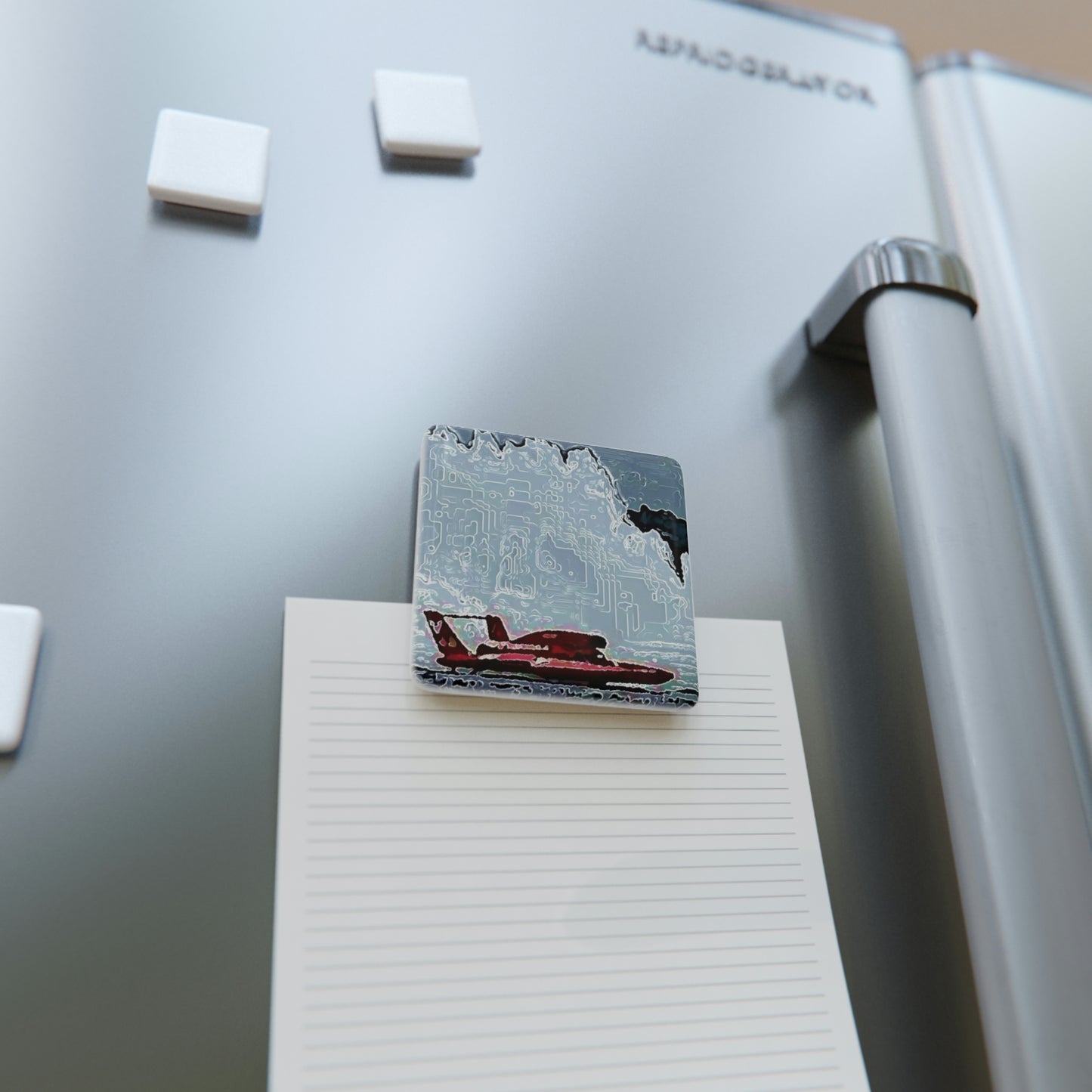 Porcelain Magnet, Square ... Seattle Columbia Cup On Lake Washington ... "Dave Wilcox Heads For The Win" ... Associate Gift-Photo ... Original Works ...