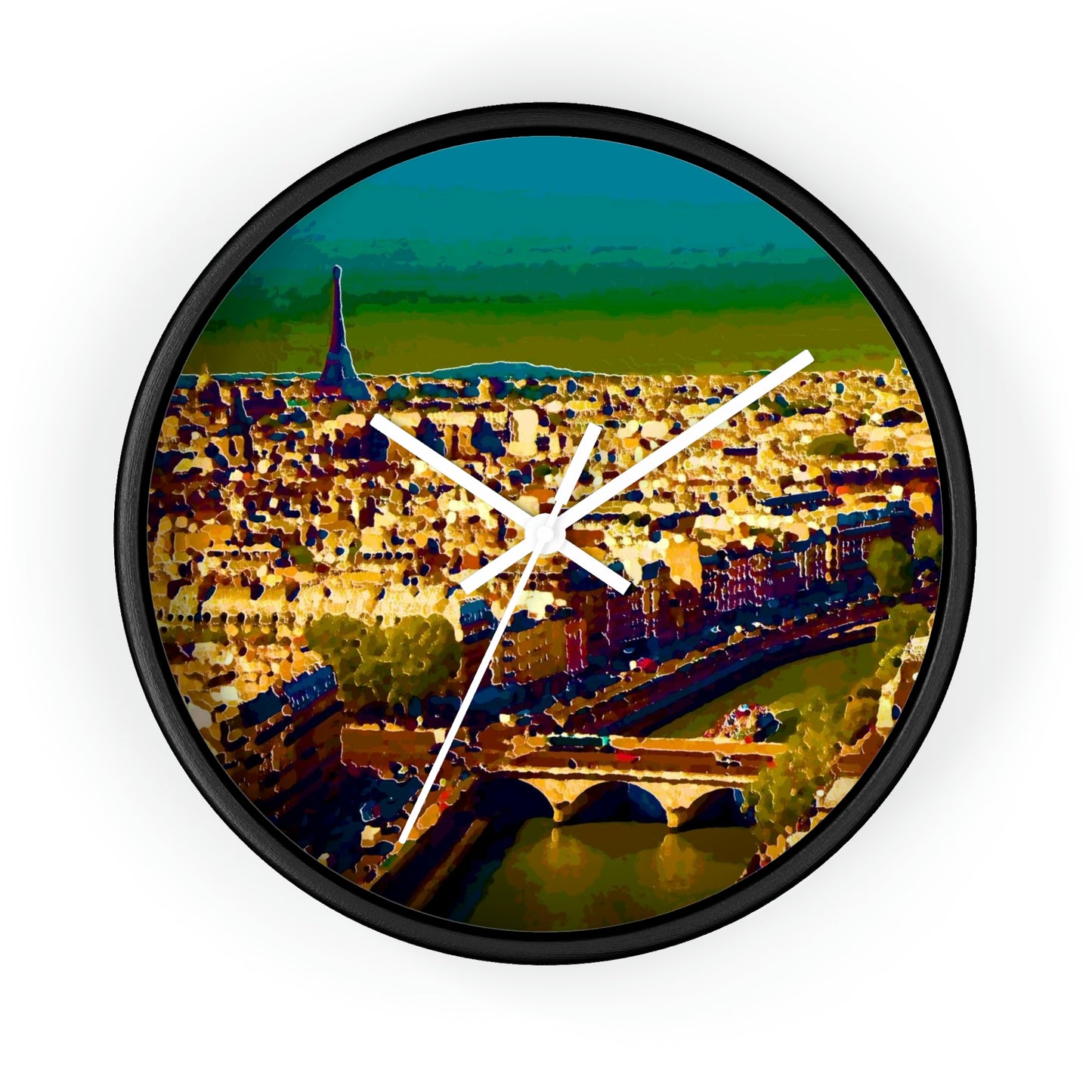 Wall clock ... Au Paris ... "Along The River Seine" ... Barbara Joan Bonnel-Holt: 1972 ... Original Works ...