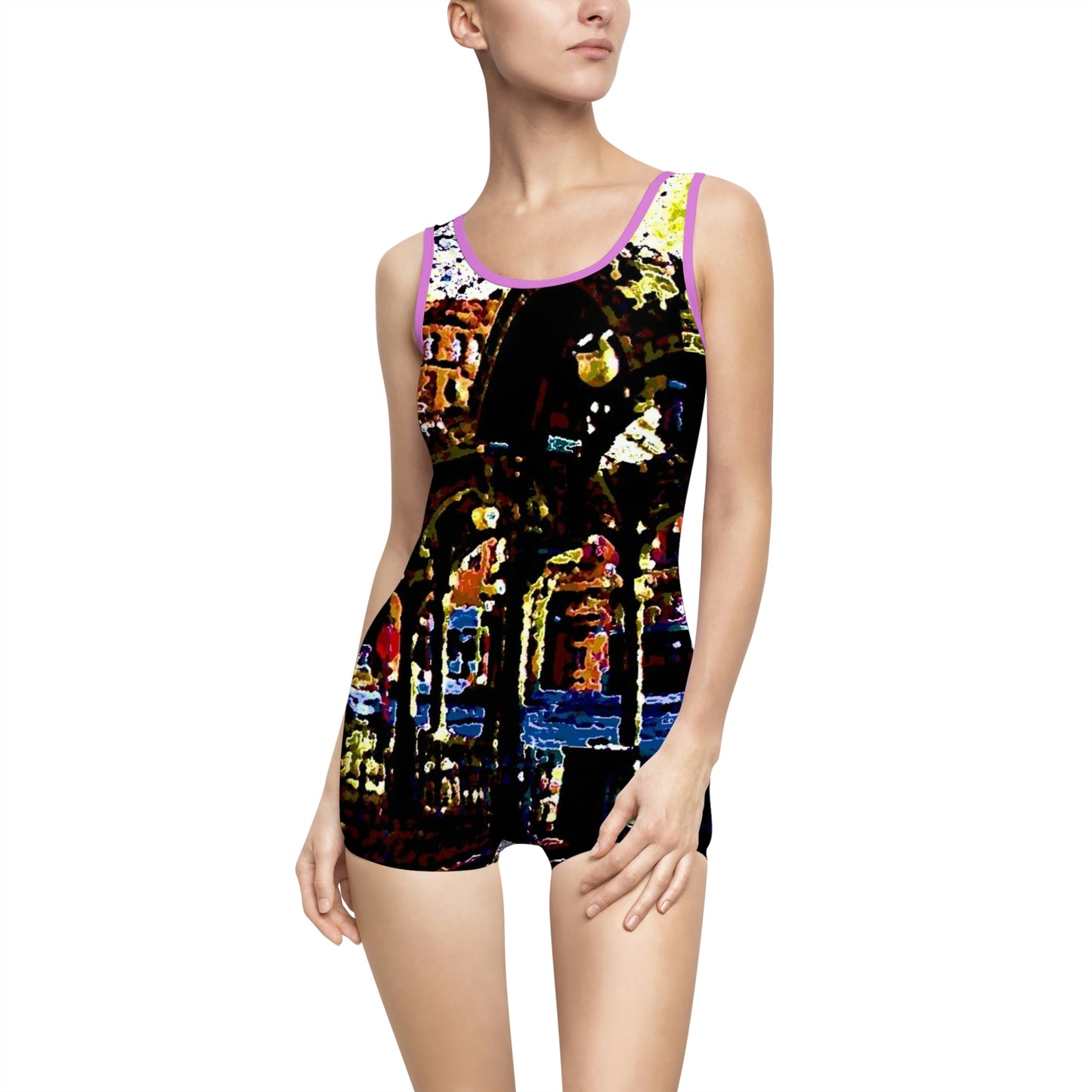 Women's Vintage Swimsuit ... A Very Fine Place To Meet ... To Catch The Bus ... 'To Find A Friend' .. Just-To-Hangout ... Dr FJHolt Base Photo ... Original Works ...