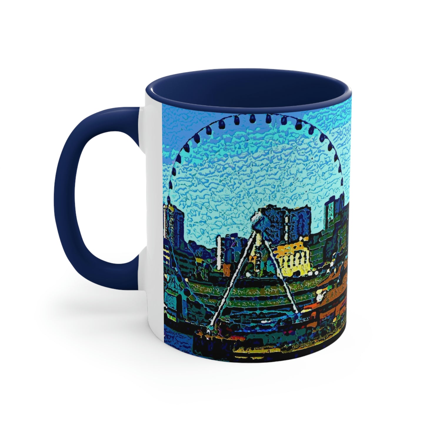 Accent Coffee Mug, 11oz ... That Classic Wheel ... 'Seattle's Wheel' ... & An Old Classic Waterside Vendors ...  'Family Archives' ... Original Works ...