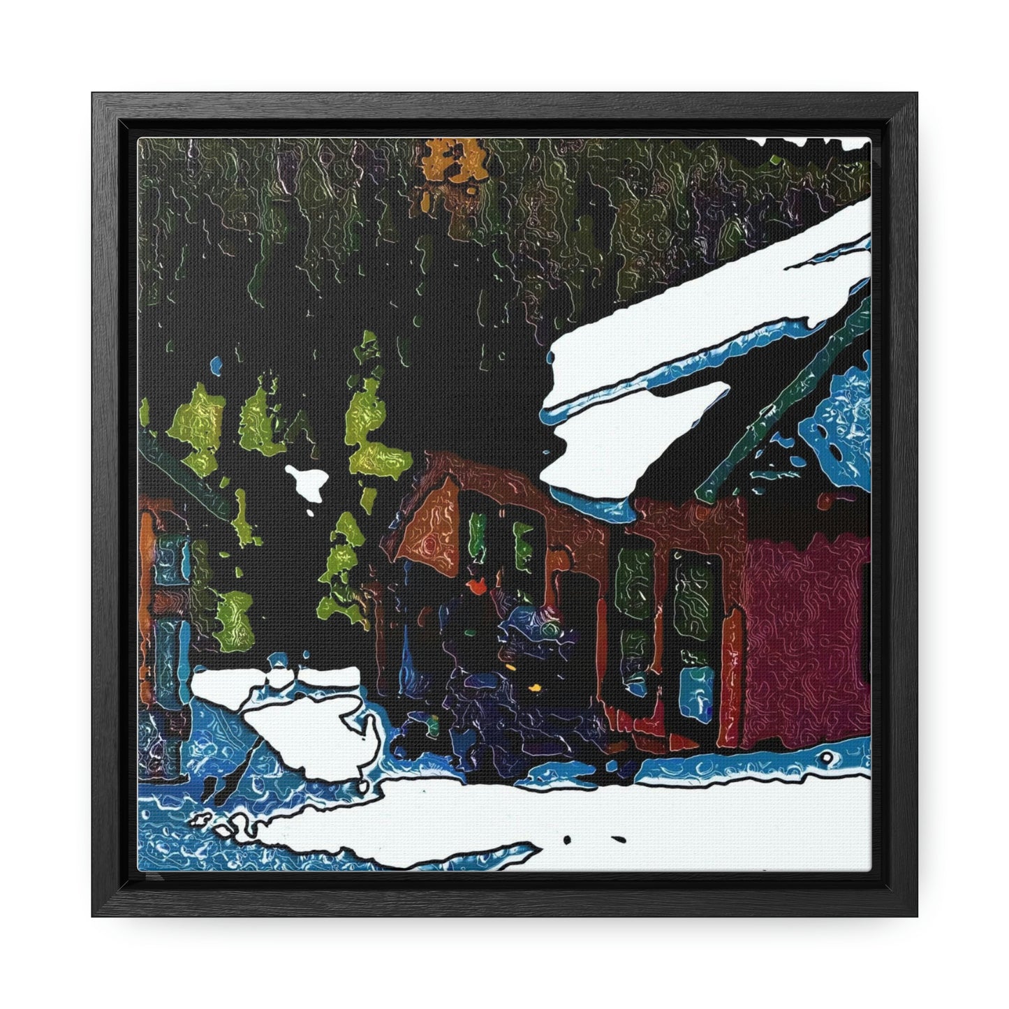 Gallery Canvas Wraps, Square Frame ... "A Rider Passeth-Through-It" ... Colors Galore & A Bit Of Impressionism ... Original Works. Winter 2021. Central Idaho. Rendering Time: 12 Hours ...