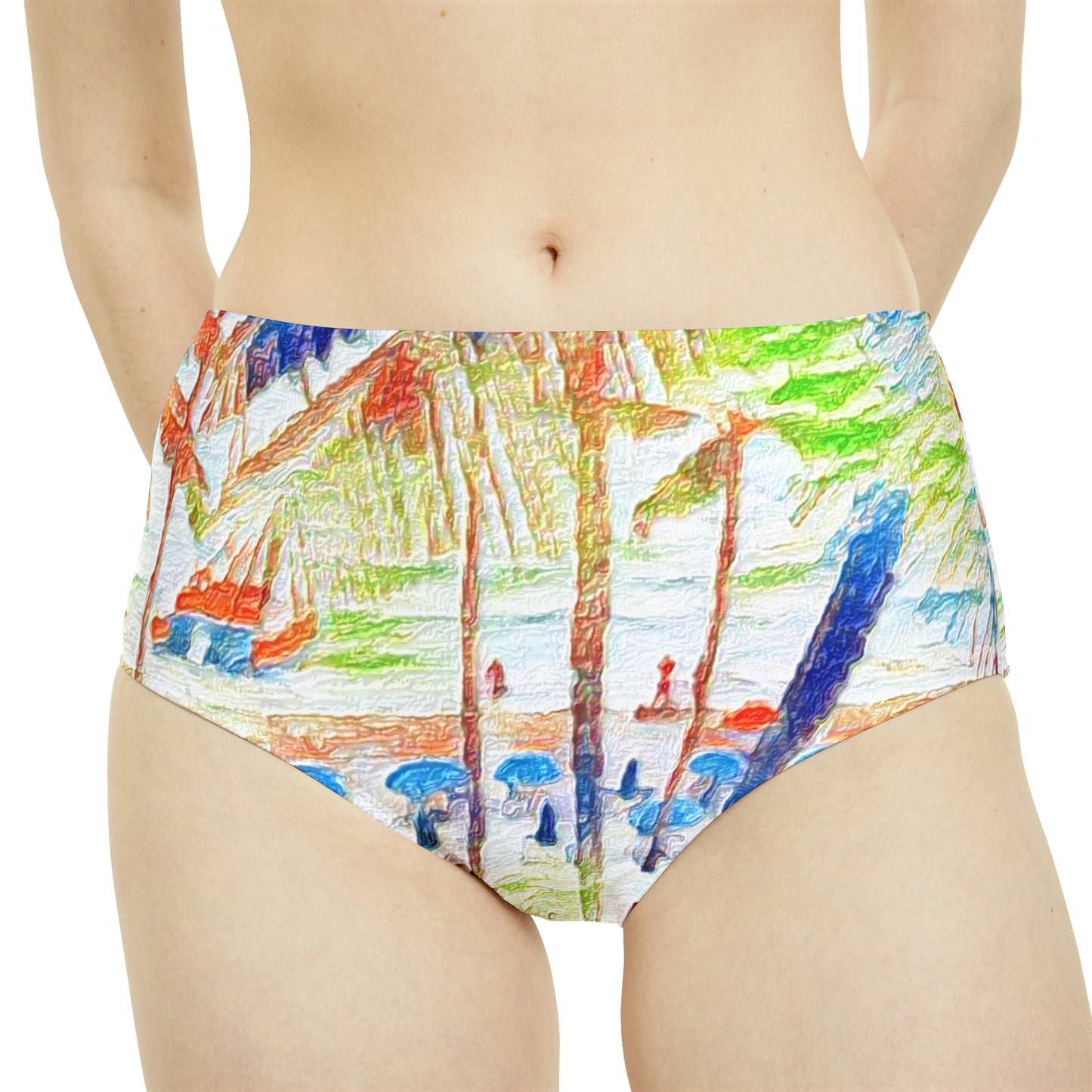 High-Waist Hipster Bikini Bottom (AOP) ... "The Royal Hawai'ian: Waikiki Beach_Beach" ... Honolulu, HI ... Ocotber 2014 (Halloween) ... Original Works ...