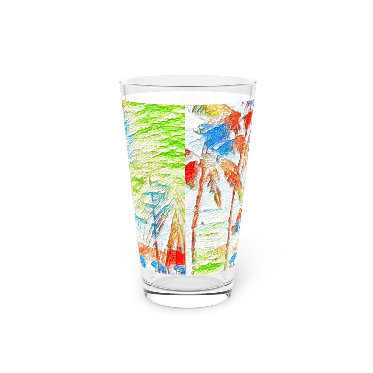 Pint Glass, 16oz ... "The Royal Hawai'ian: Waikiki Beach_Beach" ... Honolulu, HI ... Ocotber 2014 (Halloween) ... Original Works ...