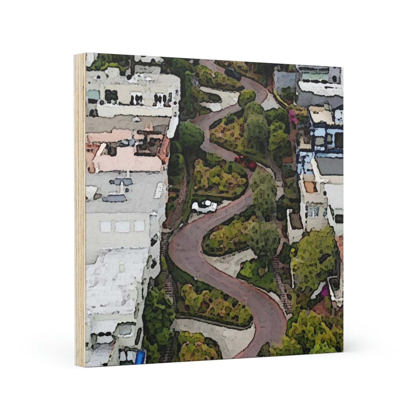 Wood Canvas ... A Crazy Street ... 'Eight Winding Curve-Switchbacks' ... "Lombard Street, San Francisco, CA' ... Family Archives: 1970's ... Original Works ...