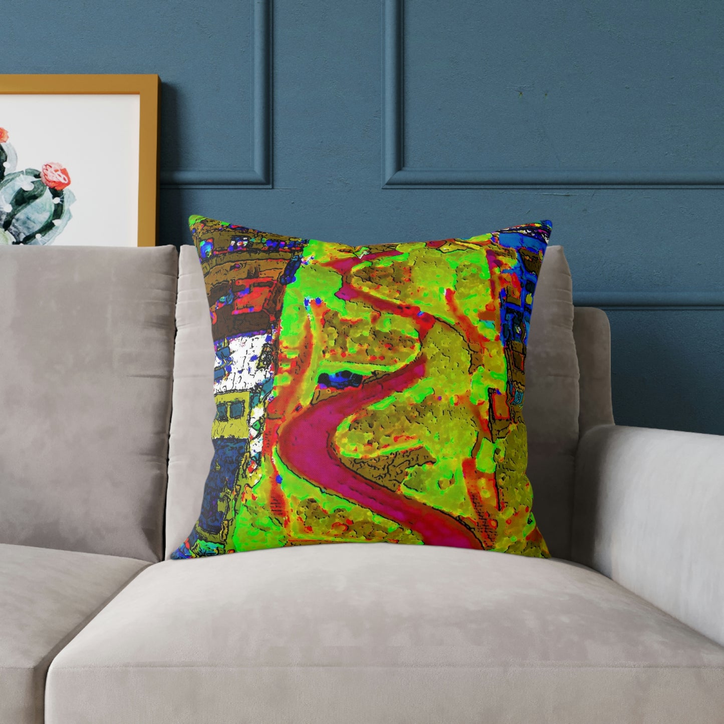 Spun Polyester Pillow ... A Crazy Street ... 'Eight Winding Curve-Switchbacks' ... "Lombard Street, San Francisco, CA' ... Family Archives: 1970's ... Original Works ...