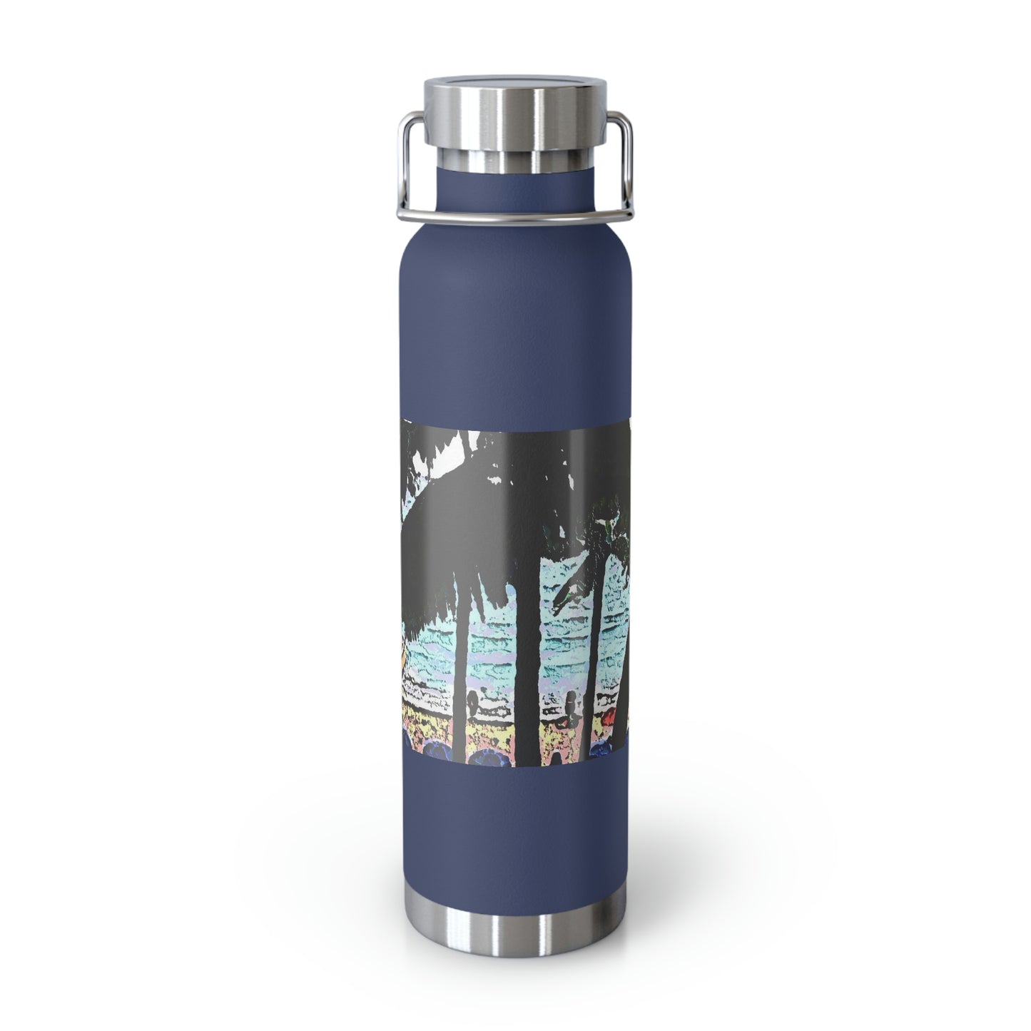 Copper Vacuum Insulated Bottle, 22oz ... "A Beautiful Beach Amongst The Palms" ... The Outrigger Waikiki, Honolulu, Oahu ... Original Works ...