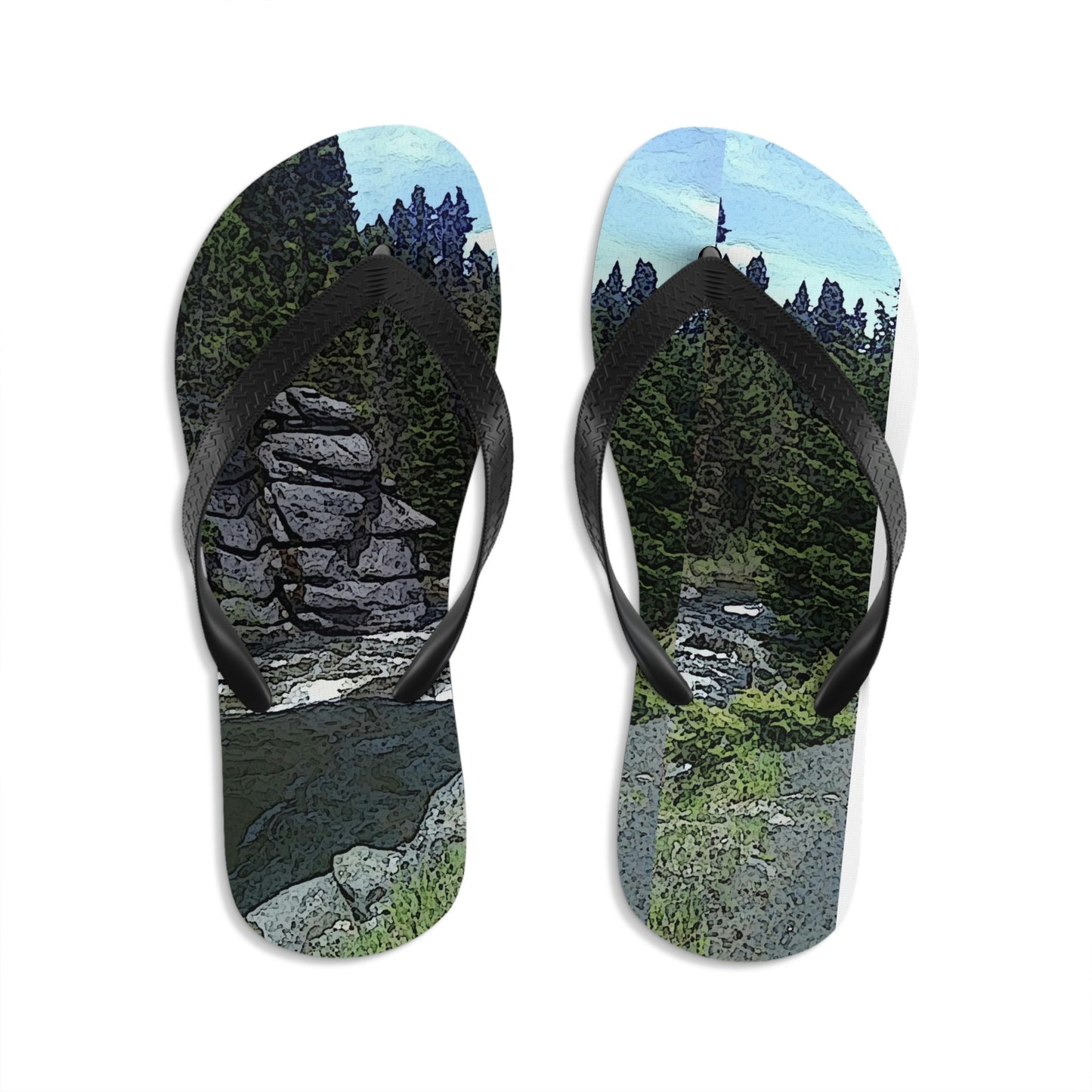 Unisex Flip-Flops ..."I Am Innocent" ... Tricky-Dick Immortalized ... Nixon Rock: Along The River ... Central Idaho, Summer 2020 ... Original Works ...