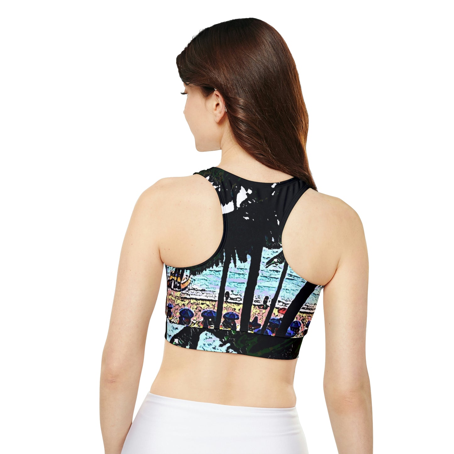 Fully Lined, Padded Sports Bra ...  "A Beautiful Beach Amongst The Palms" ... The Outrigger Waikiki, Honolulu, Oahu ... Original Works ...