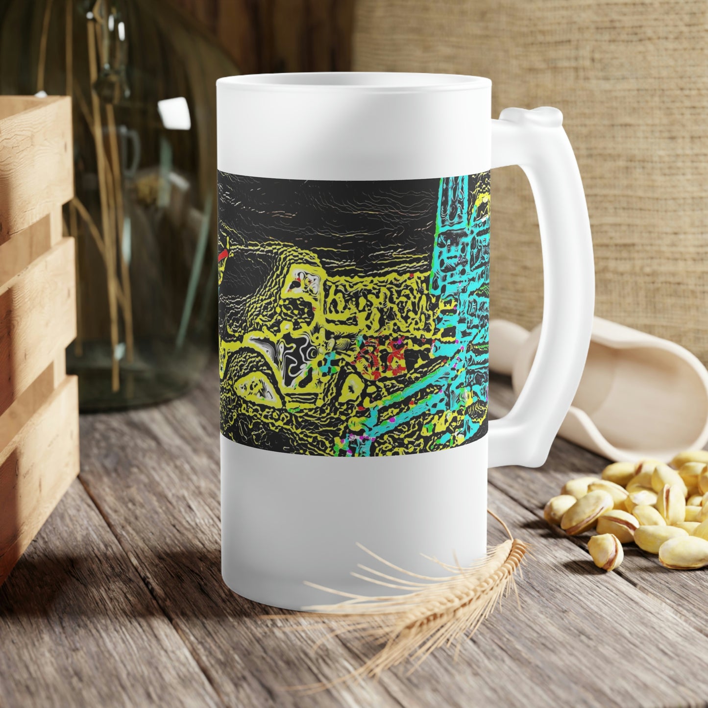 Frosted Glass Beer Mug ... "Snow Vehicle In Snow Storm At-Rest" ... Circa 12Mar23 ... Central Idaho ... 18-Hours Rendering Time: Original Works ...