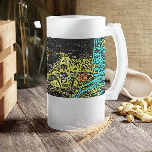 Frosted Glass Beer Mug ... "Snow Vehicle In Snow Storm At-Rest" ... Circa 12Mar23 ... Central Idaho ... 18-Hours Rendering Time: Original Works ...