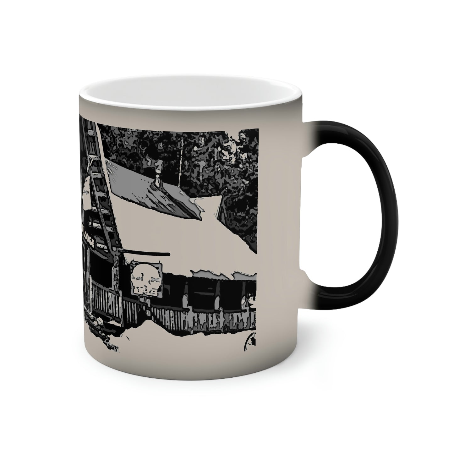 Color-Changing Mug, 11oz ... A Beautiful Lodge & Back-Country Outfitter In A Mountain Town ... 'Dixie, Idaho, November 2022' ... Original Works ...