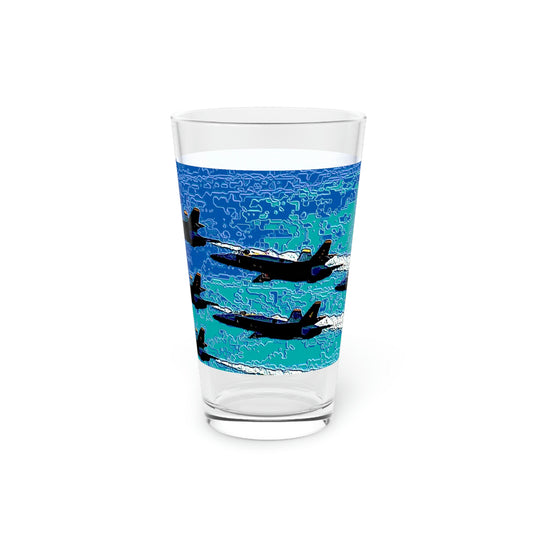 Pint Glass, 16oz ... Seattle Seafair ..."Blue Angels Run Over Lake Washington" ... Circa Mid 1980's ... Dr FJ Holt ... Original Works ...