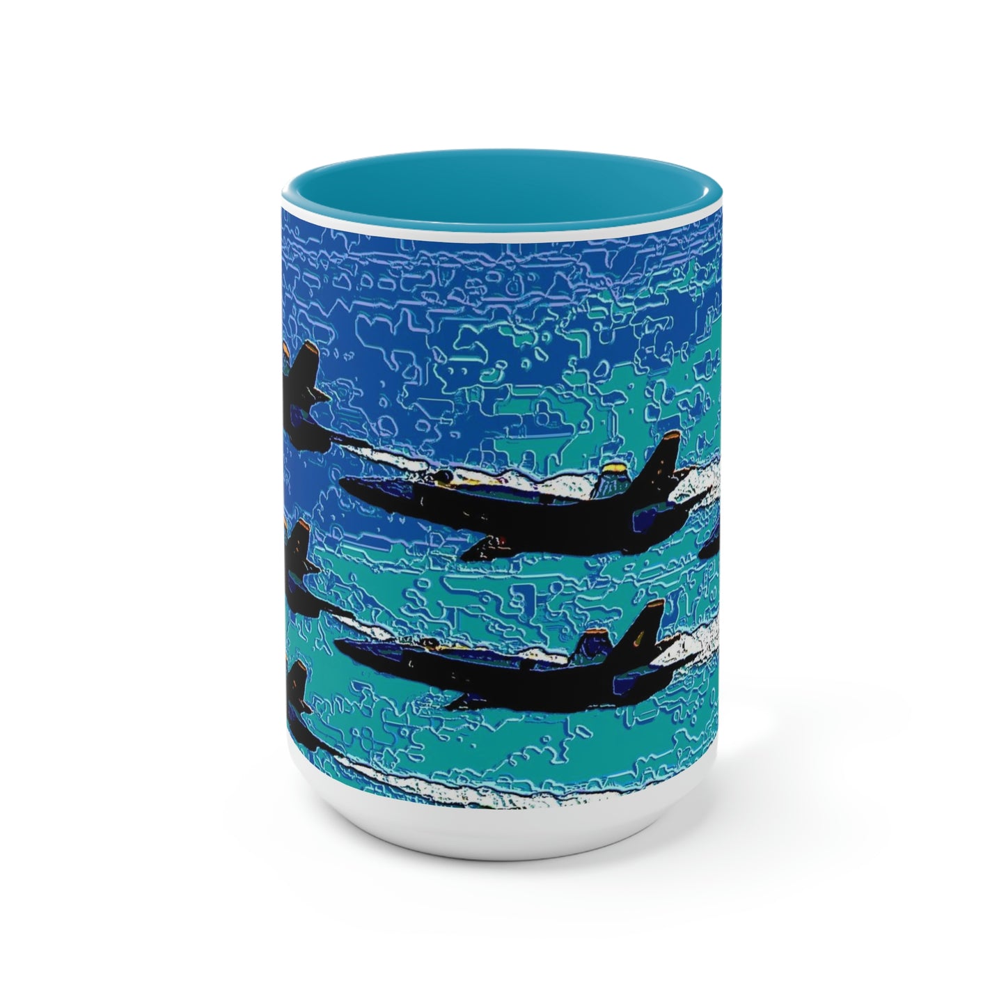 Two-Tone Coffee Mugs, 15oz ... Seattle Seafair ..."Blue Angels Run Over Lake Washington" ... Circa Mid 1980's ... Dr FJ Holt ... Original Works ...