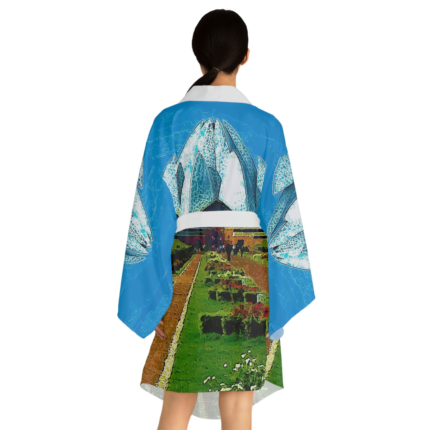 Long Sleeve Kimono Robe ... 'Bahai'i House-Of-Worship' ... "Lotus Temple: Delhi, India, 2008" ... Original Works ...