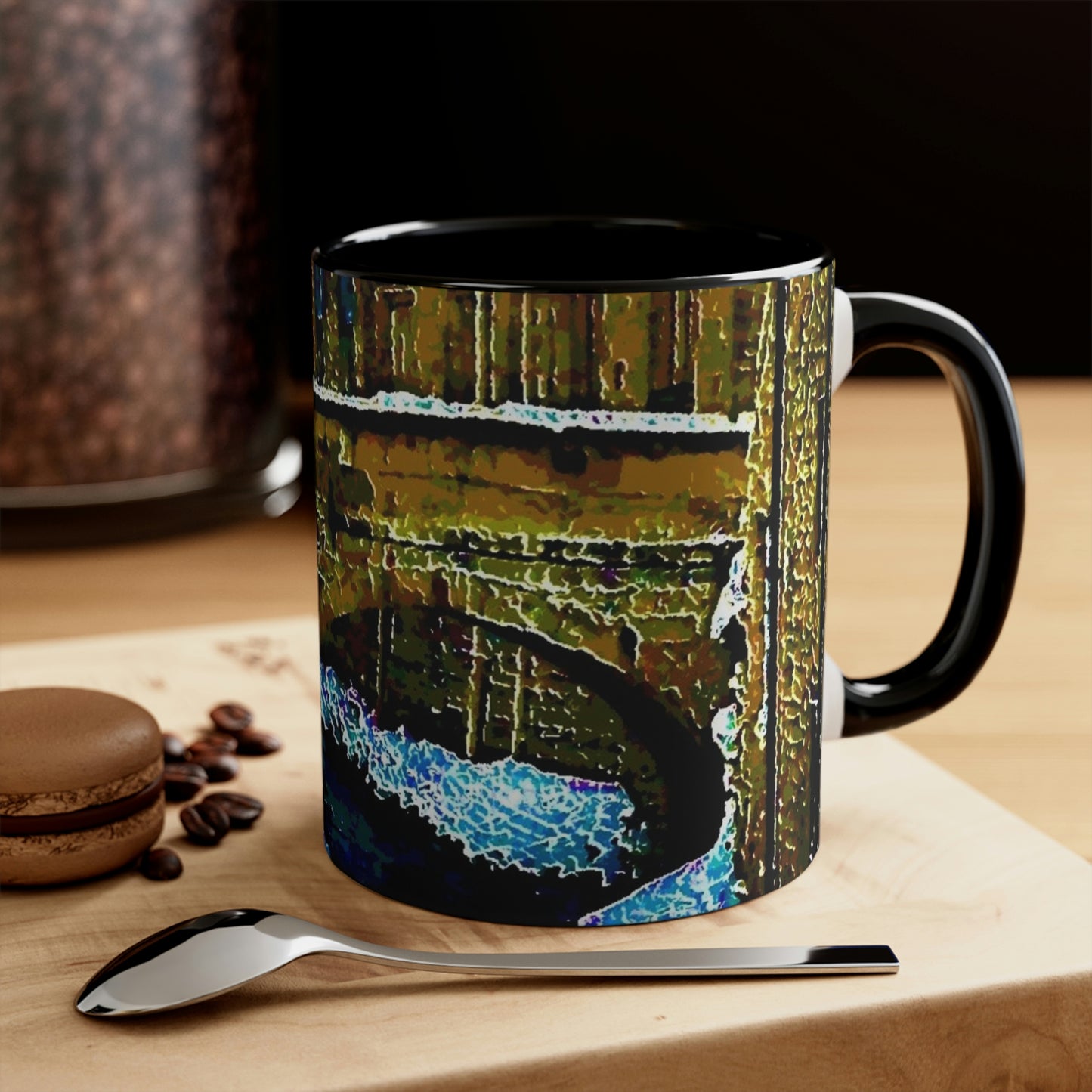 Accent Coffee Mug, 11oz ...  Walikng The Streets & Alleys ... 'Strolling The Canals ... '  ... Original Works  ...