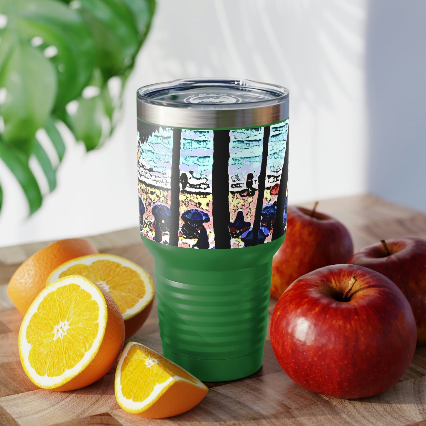 Ringneck Tumbler, 30oz ... "A Beautiful Beach Amongst The Palms" ... The Outrigger Waikiki, Honolulu, Oahu ... Original Works ...