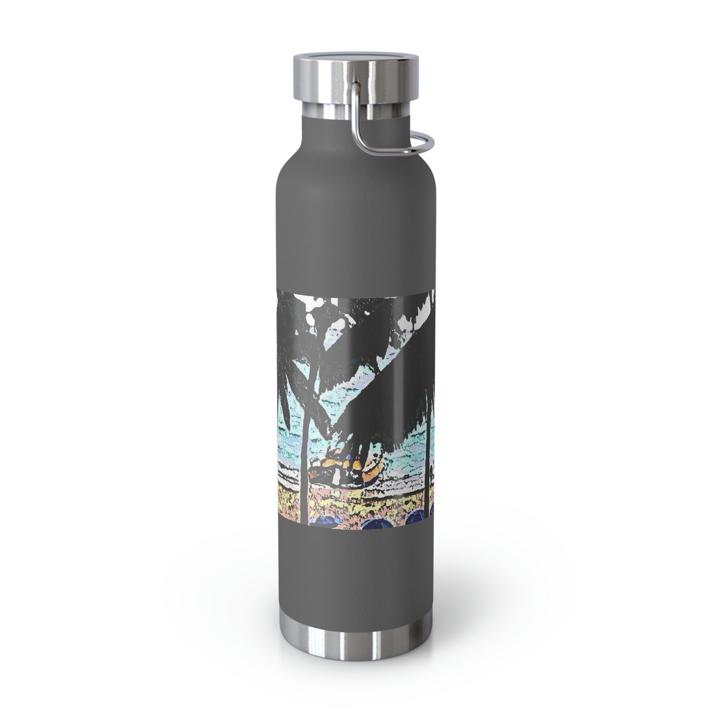 Copper Vacuum Insulated Bottle, 22oz ... "A Beautiful Beach Amongst The Palms" ... The Outrigger Waikiki, Honolulu, Oahu ... Original Works ...