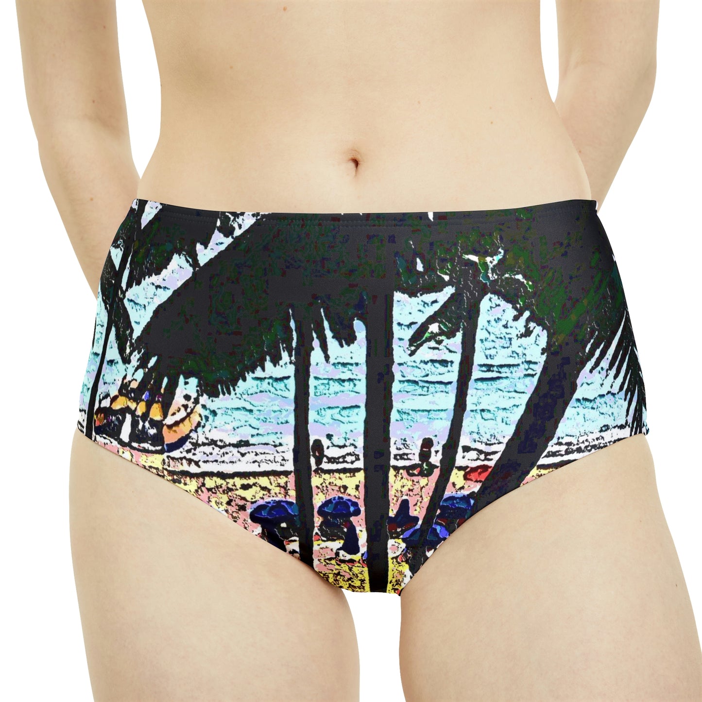 High-Waist Hipster Bikini Bottom ...  "A Beautiful Beach Amongst The Palms" ... The Outrigger Waikiki, Honolulu, Oahu ... Original Works ...