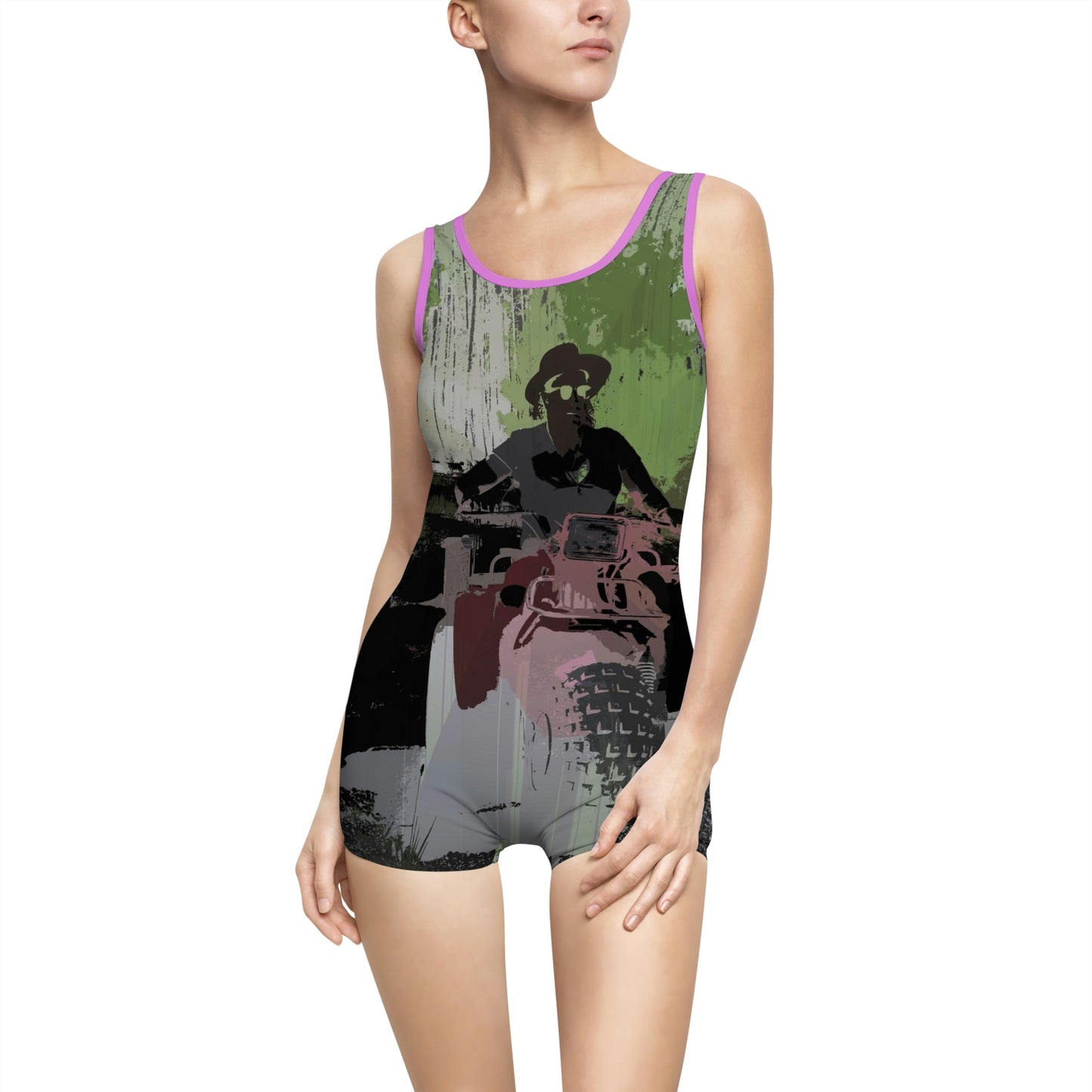 Women's Vintage Swimsuit ... 3-Wheeln' N' Groovin The Mountain Roads ... Central Idaho ... Original Works ...
