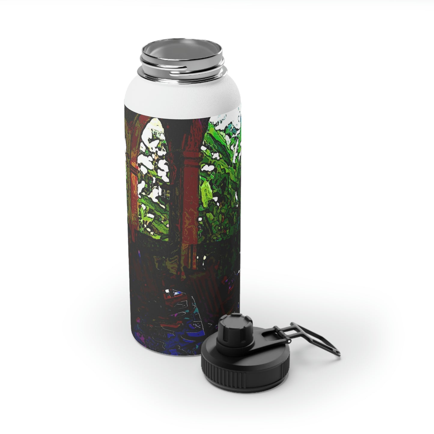 Stainless Steel Water Bottle, Sports Lid ... Lanai & Rocking Chairs At: 'The Pink Palace' ... The Royal Hawai'ian ... Honolulu, HI ... '27Oct2014' ... Original Works ...