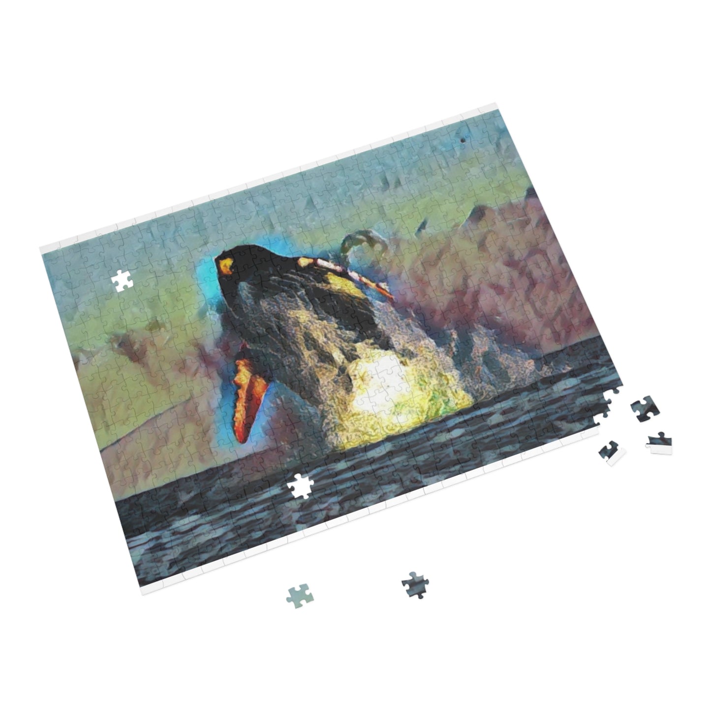 Puzzle (96, 252, 500, 1000-Piece) ... An Extraordinary Humpback Breach ... 'With Explosive Energy' ... Family Archives (KPH) ... Circa: 21st Century. Maui, HI ... Original Works ...