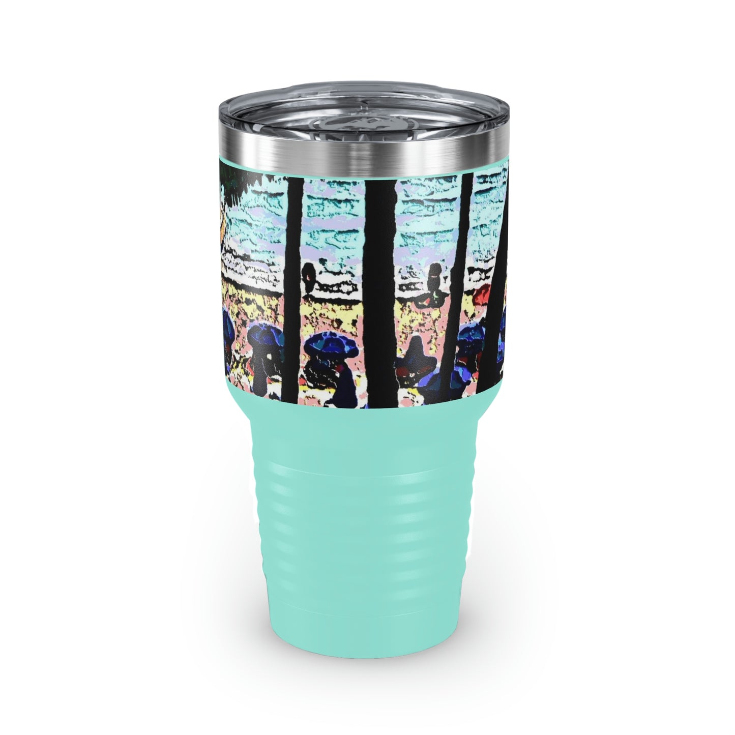 Ringneck Tumbler, 30oz ... "A Beautiful Beach Amongst The Palms" ... The Outrigger Waikiki, Honolulu, Oahu ... Original Works ...