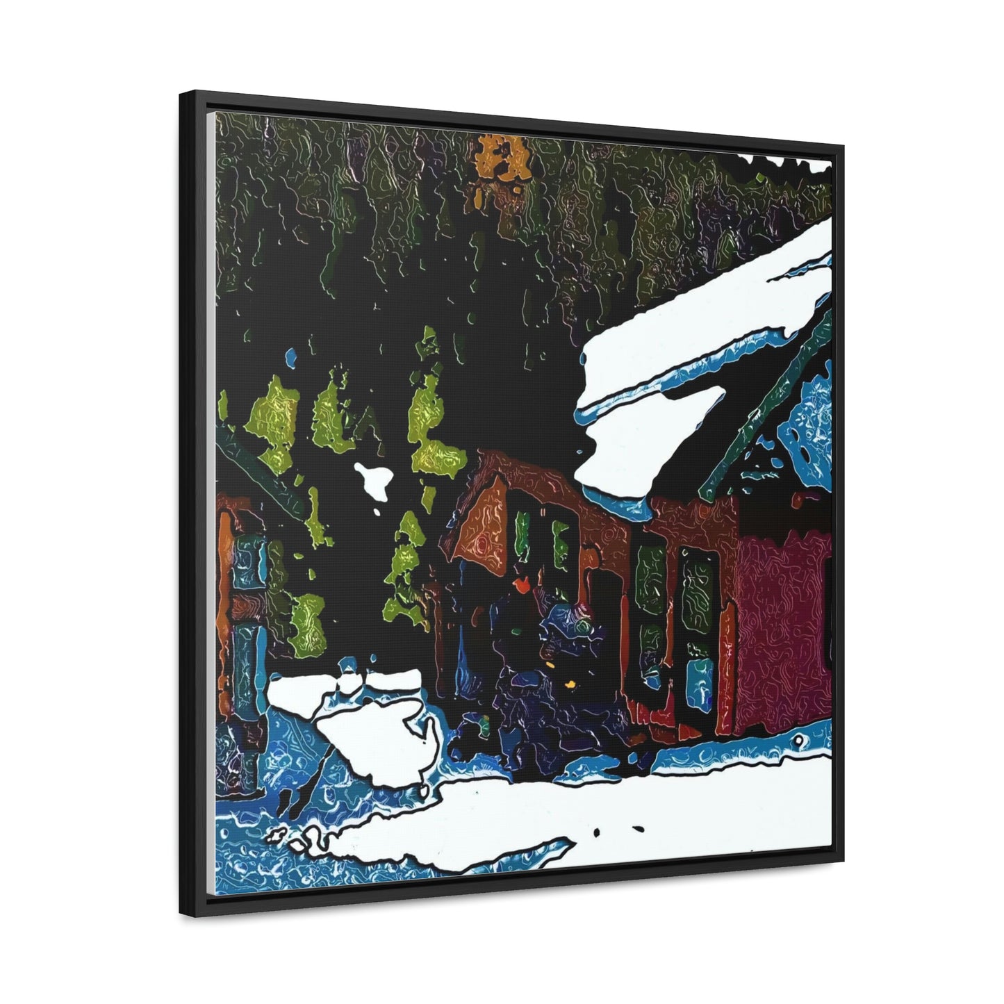 Gallery Canvas Wraps, Square Frame ... "A Rider Passeth-Through-It" ... Colors Galore & A Bit Of Impressionism ... Original Works. Winter 2021. Central Idaho. Rendering Time: 12 Hours ...