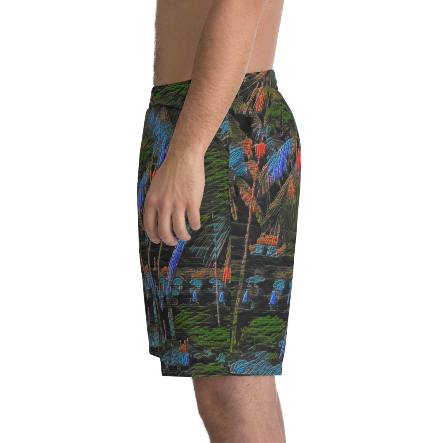 Men's Elastic Beach Shorts (AOP) ... "The Royal Hawai'ian: Waikiki Beach_Beach" ... Honolulu, HI ... October 2014 (Halloween) ... Original Works ...