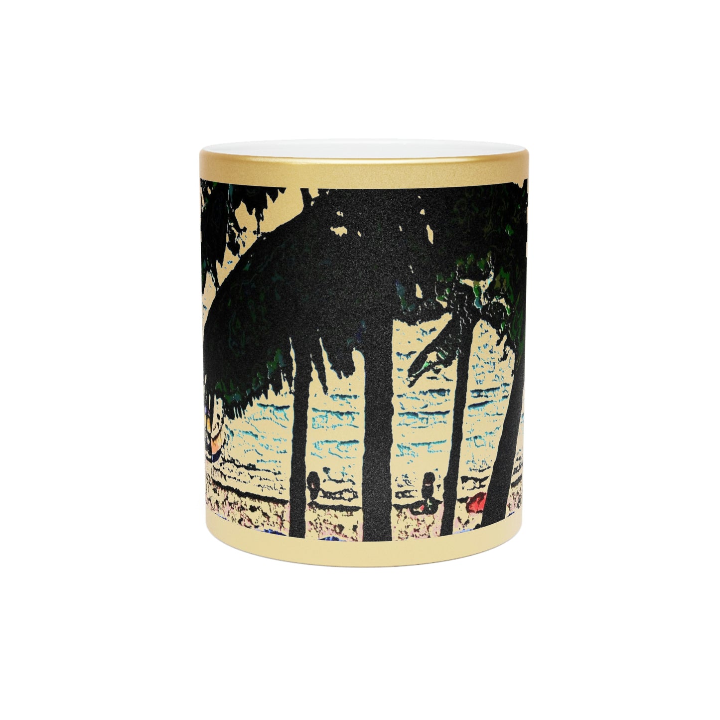 Metallic Mug (Silver\Gold) ... "A Beautiful Beach Amongst The Palms" ... The Outrigger Waikiki, Honolulu, Oahu ... Original Works ...