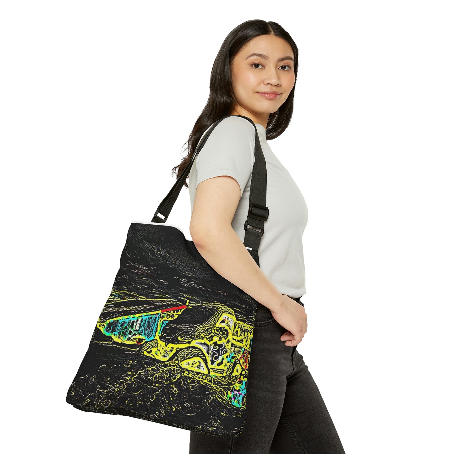 Adjustable Tote Bag (AOP) ... "Snow Vehicle In Snow Storm At-Rest" ... Circa 12Mar23 ... Central Idaho ... 18-Hours Rendering Time: Original Works ...