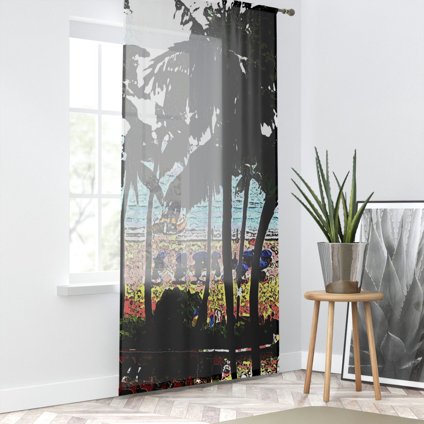Window Curtain ... "A Beautiful Beach Amongst The Palms" ... The Outrigger Waikiki, Honolulu, Oahu ... Original Works ...