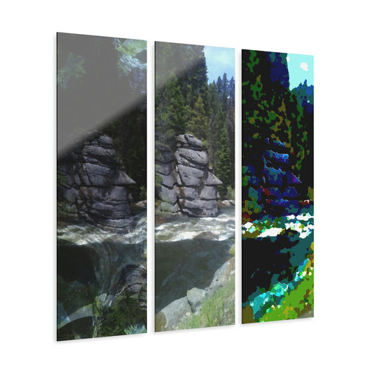 Acrylic Prints (Triptych) ...  "I Am Innocent" ... Tricky-Dick Immortalized ... Nixon Rock: Along The River ... Central Idaho, Summer 2020 ... Original Works ...