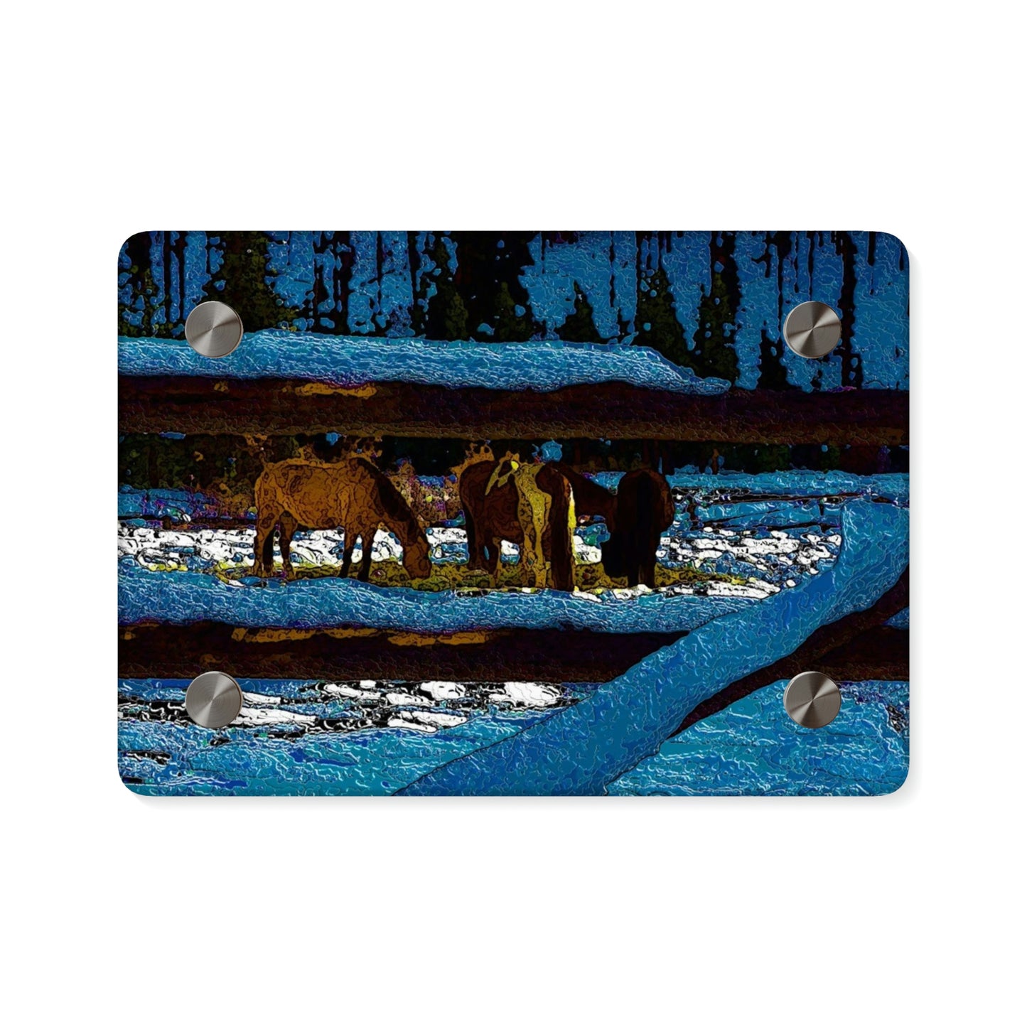 Acrylic Wall Art Panels ... A Horse ... A Saddle ...  Foraging Through The Snow ...  An_Asses 'Cry' ... Central Idaho, November 2022 ...  Original Works ...